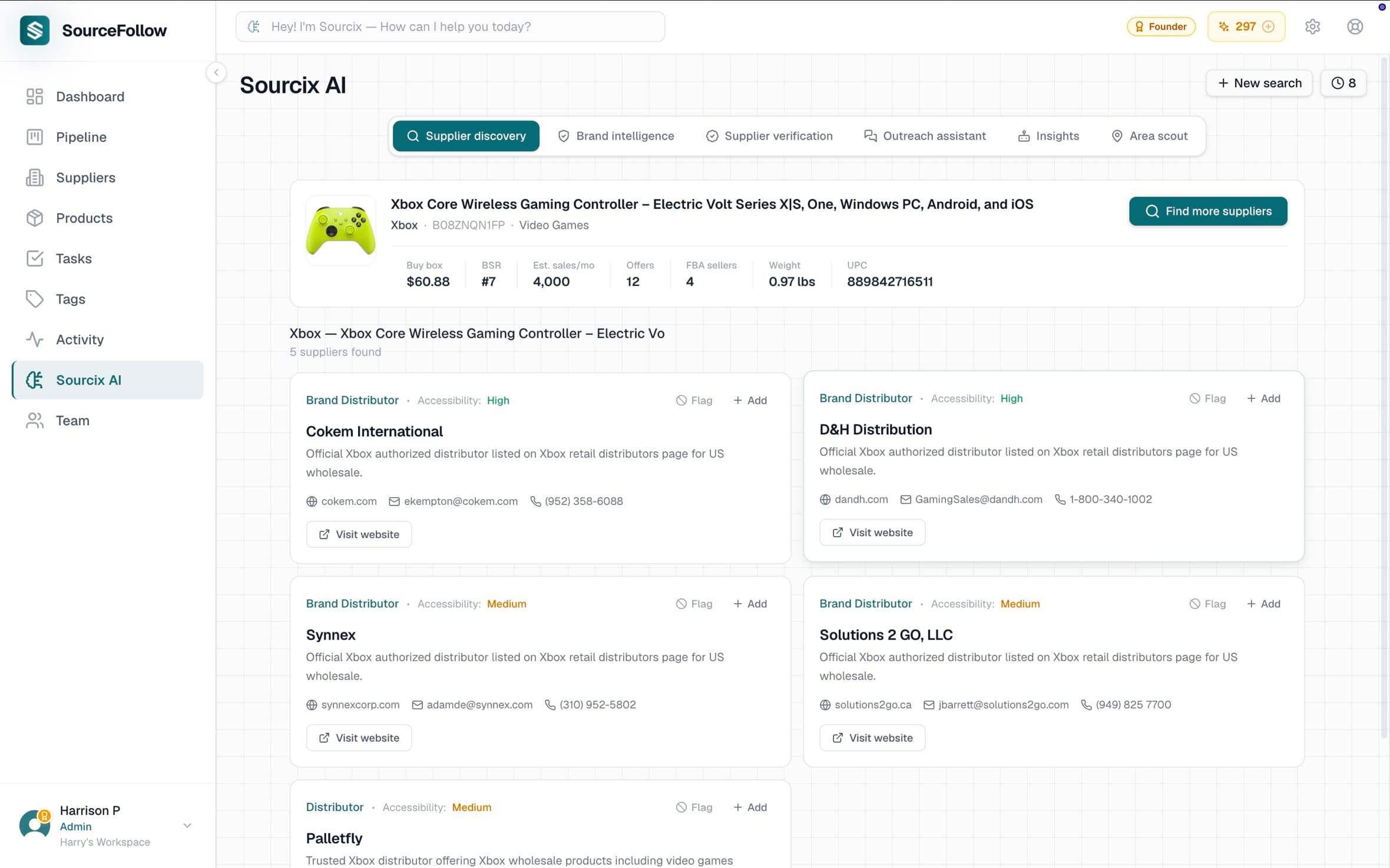 Supplier Sourcing screenshot